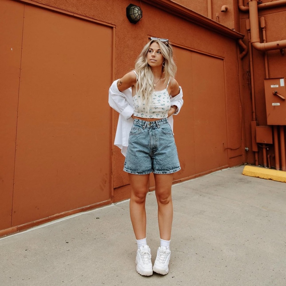 Vintage Light Blue High-Waist Jean Shorts